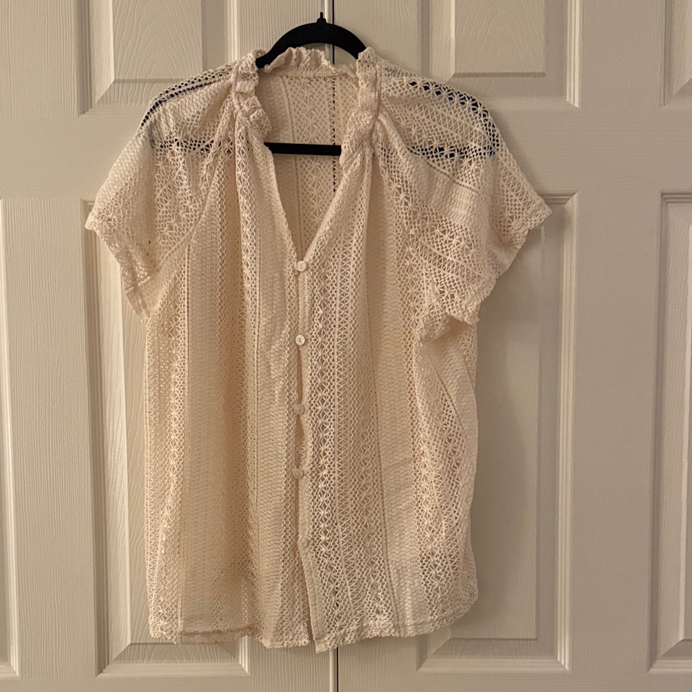 SHEIN Cream Lace Blouse